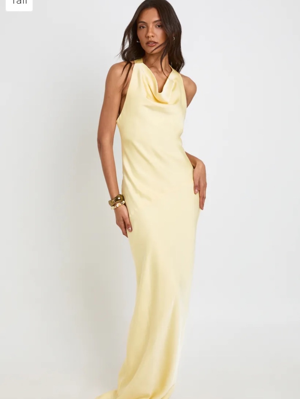 Tall Drape Back Satin Maxi Dress